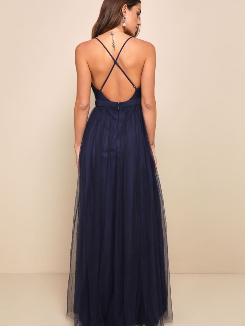 Windsor Elisabeth Pleated Tulle Formal Dress – Navy, Size M, NWT - Picture 5 of 6